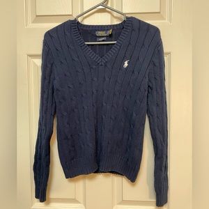 Ralph Lauren Cable-Knit Cotton V-Neck Sweater